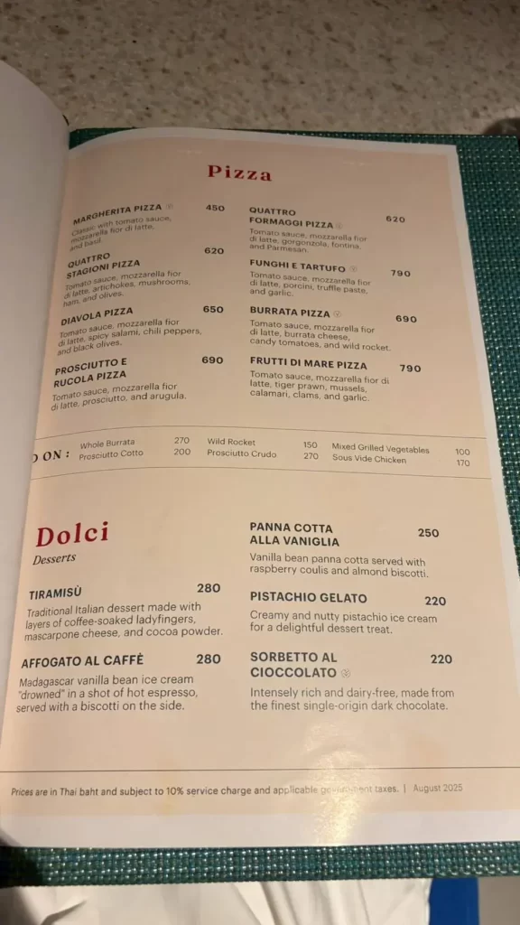 「Prego by the Beach」のメニュー③